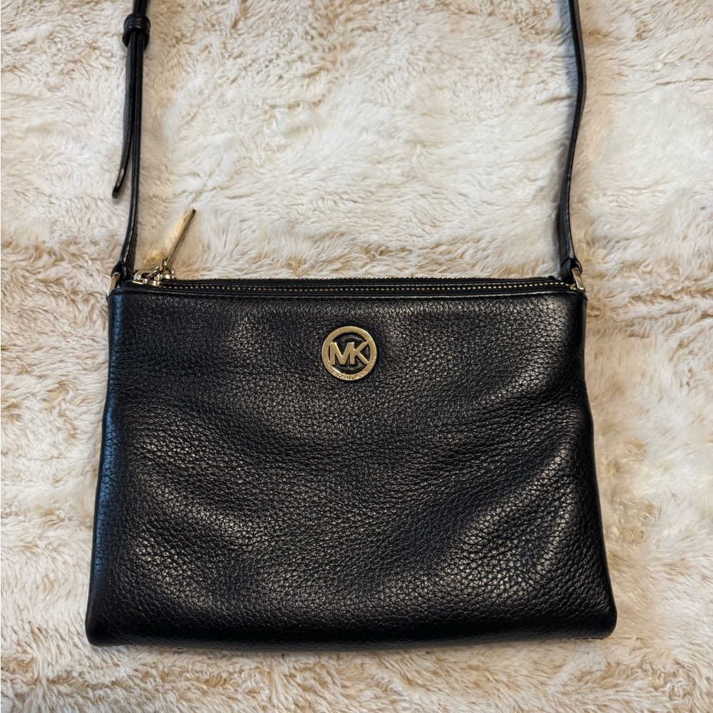 Michael Kors Black Pebbled Leather Crossbody Bag